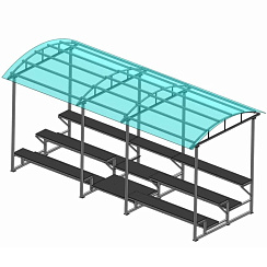 Трибуна для зрителей 3 ряда на 26 мест с навесом (лавки - фанера)