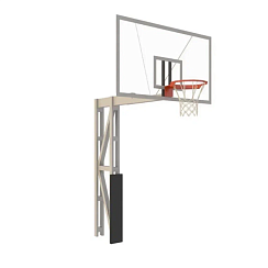 Стойка баскетбольная уличная с защитой, щитом из оргстекла, аморт. кольцом и сеткой, вынос 325 см
